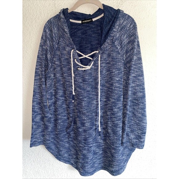 Inspired Hearts Hoodie Blue Sweatshirt Y2k 90s Beach Coastal Lagen XL Oversize - Picture 1 of 5